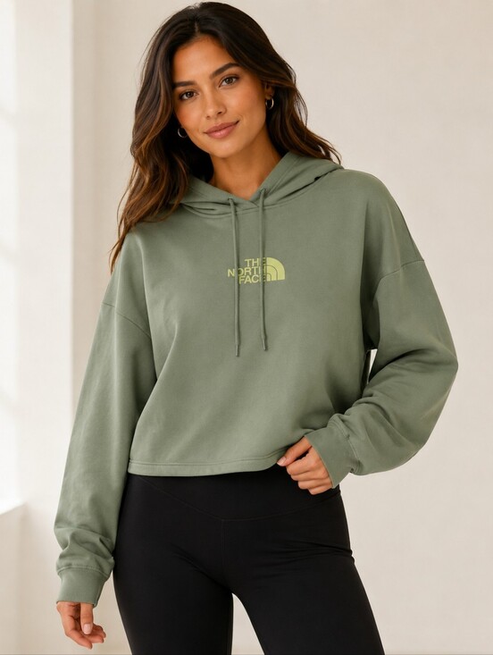The North Face Tops - The North Face Women's XL Hoodie Sage Green Cropped Pullover Sweatshirt Top